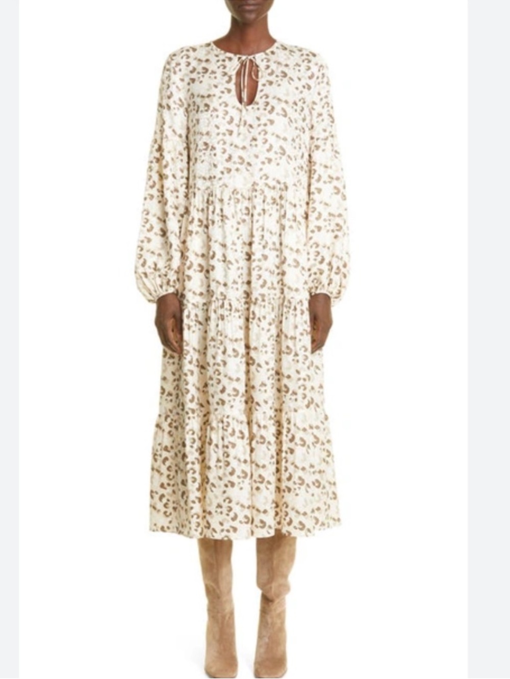 Lafayette 148 New York Raffia Multi Leopard-Print Silk Midi Dress
